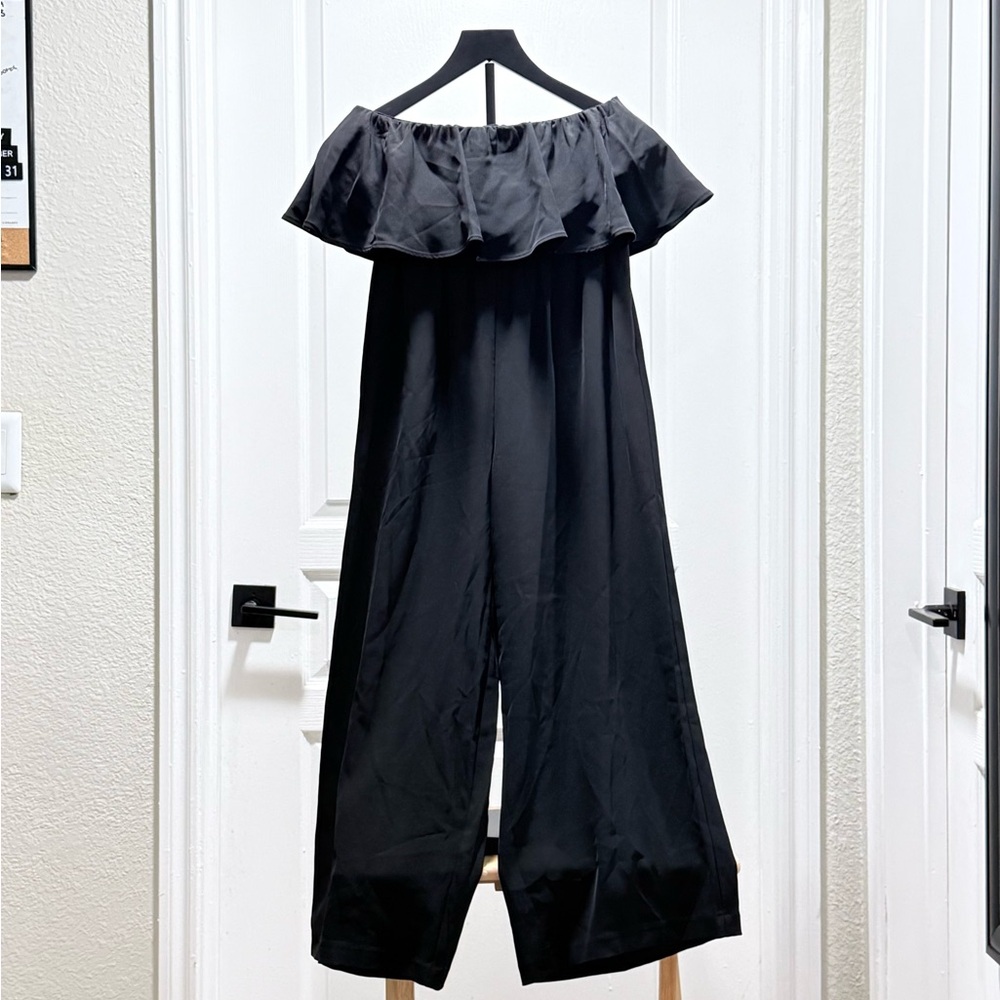 Worthington Black Ruffle Off-Shoulder Jumpsuit